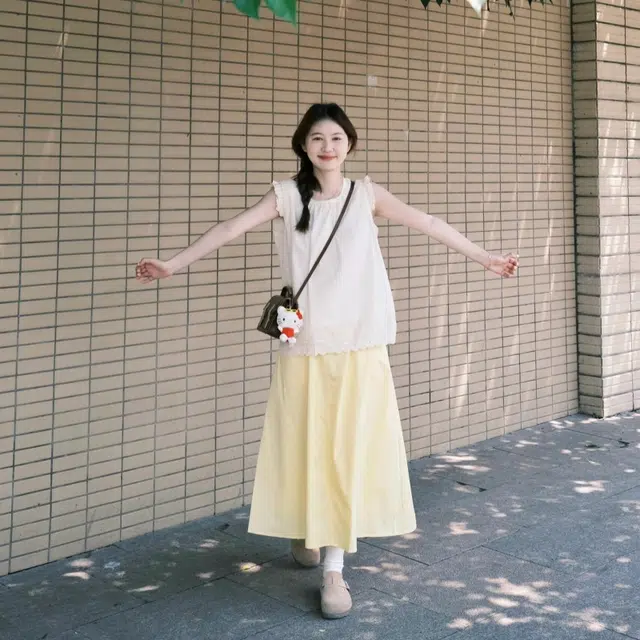 果瑱 时尚一整套穿搭温柔风甜美浪漫小清新清纯背心上衣半身裙小个子高级感设计裙装套装 女款