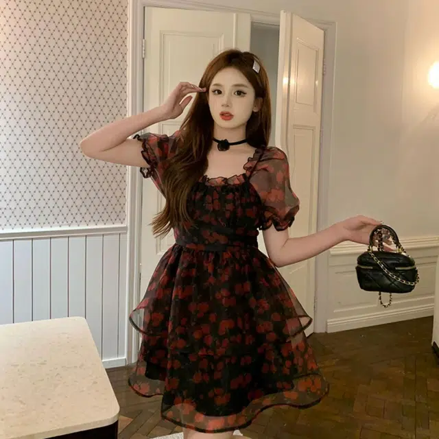 果瑱 时尚潮流百搭简约短袖连衣裙 女款