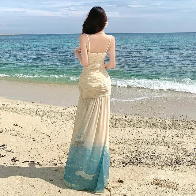 果瑱 百搭时尚气质简约优雅吊带连衣裙 女款