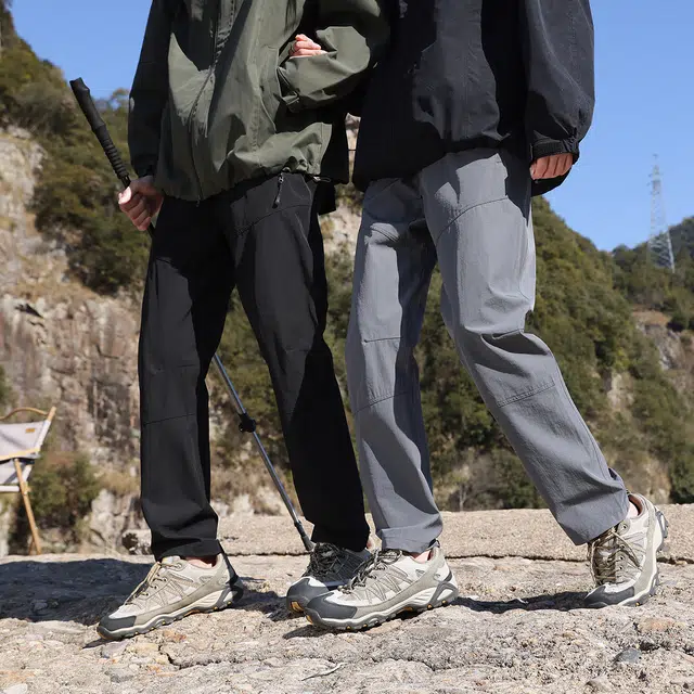 美力城 美式复古腰带设计夏季薄款山系户外登山工装裤防风防水机能冲锋裤阔腿直筒休闲裤 男女同款