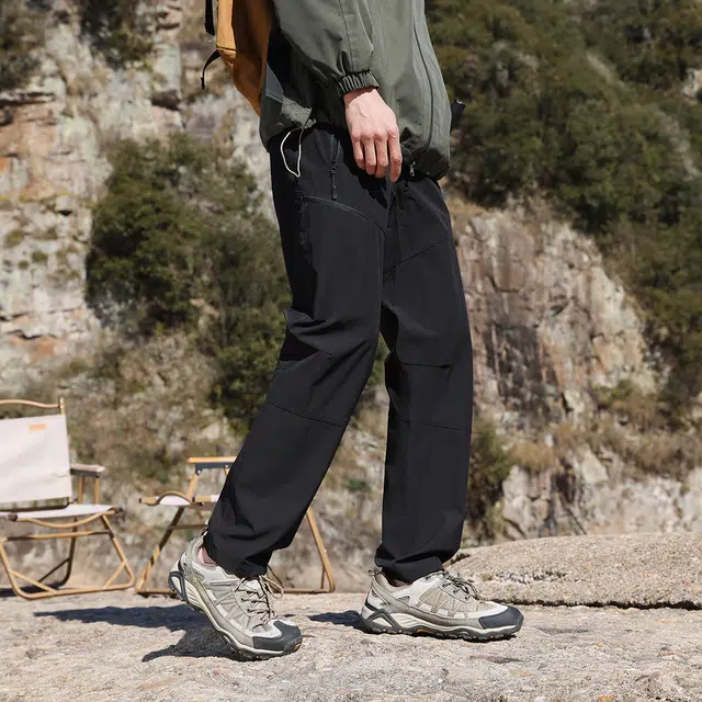 美力城 美式复古腰带设计夏季薄款山系户外登山工装裤防风防水机能冲锋裤阔腿直筒休闲裤 男女同款