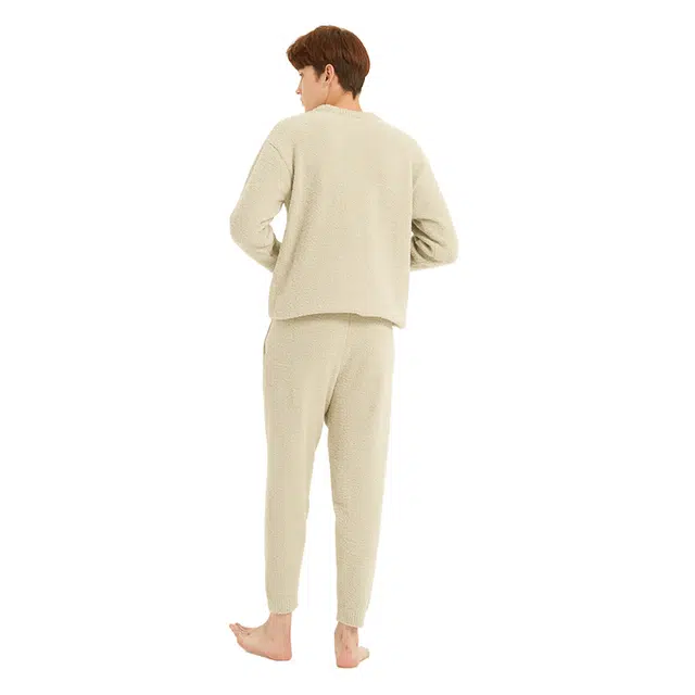 美力城 半边绒圆领套头动物卡通简约休闲家居服可外穿保暖秋冬睡衣套装 男款