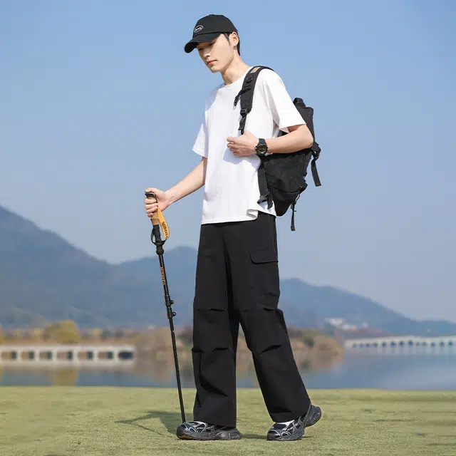 美力城 美式大口袋褶皱设计感户外登山休闲工装裤 男女同款
