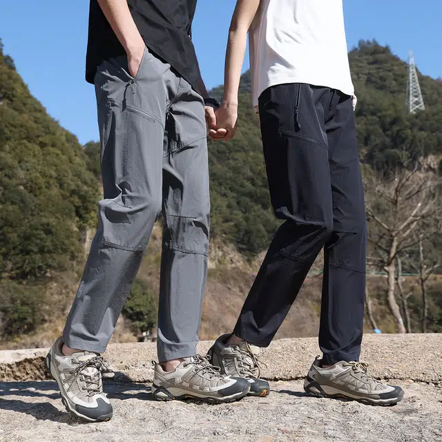 美力城 美式复古腰带设计夏季薄款山系户外登山工装裤防风防水机能冲锋裤阔腿直筒休闲裤 男女同款