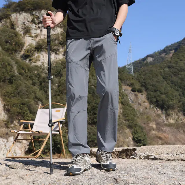 美力城 美式复古腰带设计夏季薄款山系户外登山工装裤防风防水机能冲锋裤阔腿直筒休闲裤 男女同款