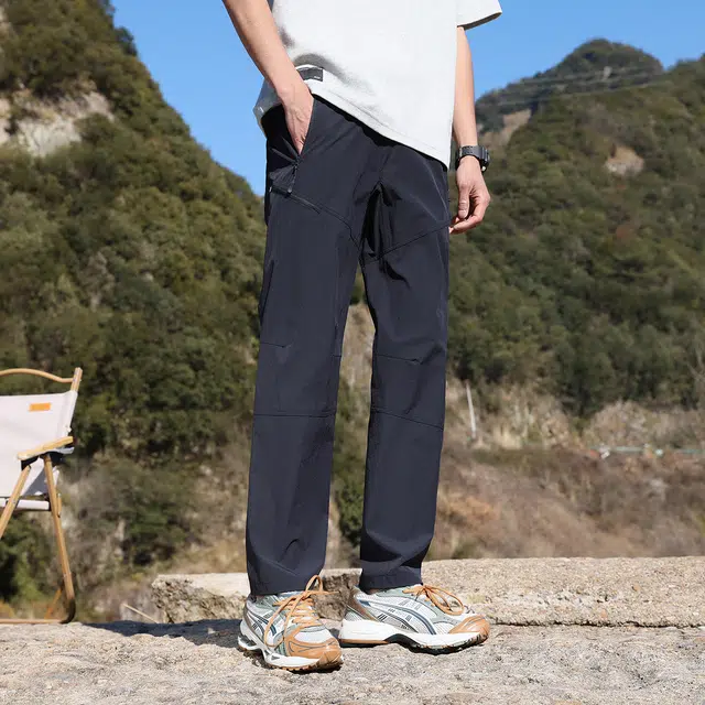 美力城 美式复古腰带设计夏季薄款山系户外登山工装裤防风防水机能冲锋裤阔腿直筒休闲裤 男女同款