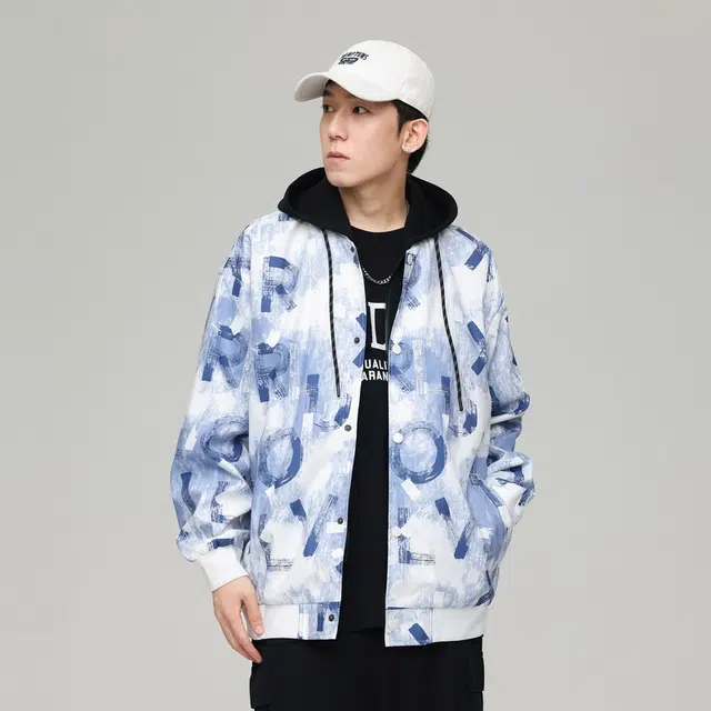 美力城 美式高街痞帅嘻哈潮牌潮流假两件休闲百搭连帽单排扣夹克外套 男女同款