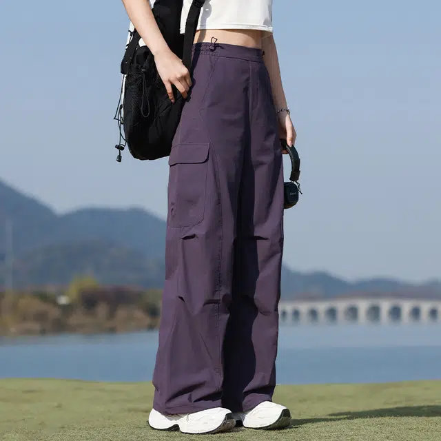 美力城 美式大口袋褶皱设计感户外登山休闲工装裤 男女同款
