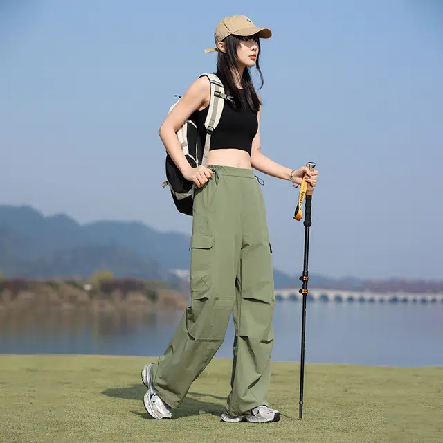美力城 美式大口袋褶皱设计感户外登山休闲工装裤 男女同款