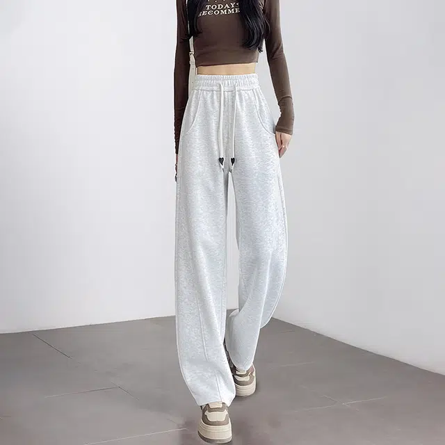 美力城 美式爱心抽绳小众设计感宽松百搭基础简约垂感休闲裤 女款