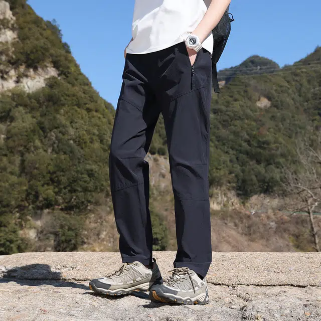 美力城 美式复古腰带设计夏季薄款山系户外登山工装裤防风防水机能冲锋裤阔腿直筒休闲裤 男女同款