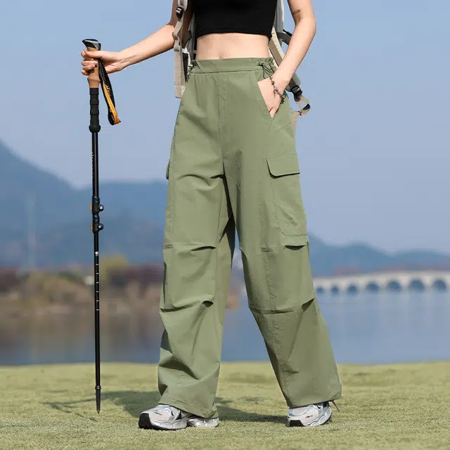 美力城 美式大口袋褶皱设计感户外登山休闲工装裤 男女同款