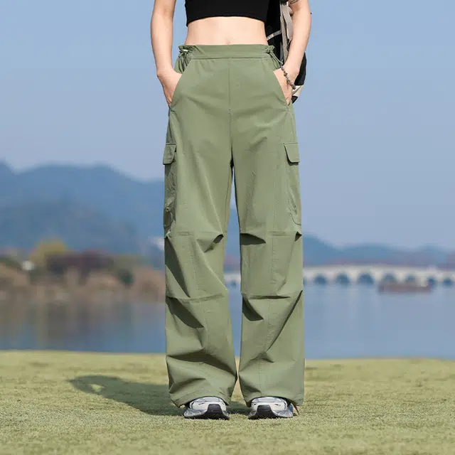 美力城 美式大口袋褶皱设计感户外登山休闲工装裤 男女同款