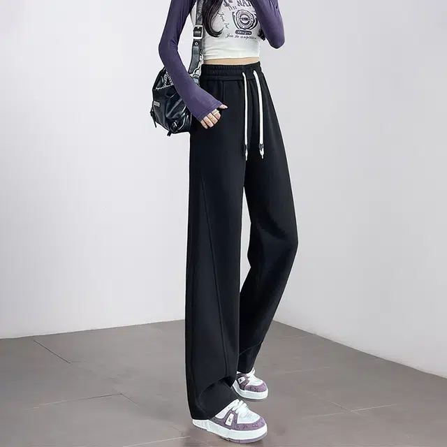 美力城 美式爱心抽绳小众设计感宽松百搭基础简约垂感休闲裤 女款