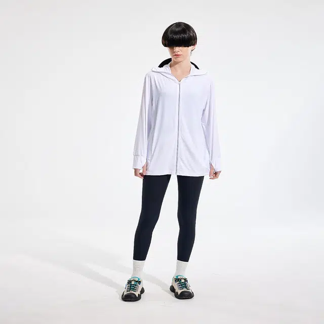美力城 纯色基础大帽檐轻薄透气冰丝凉感皮肤衣户外运动防紫外线防晒服 男女同款