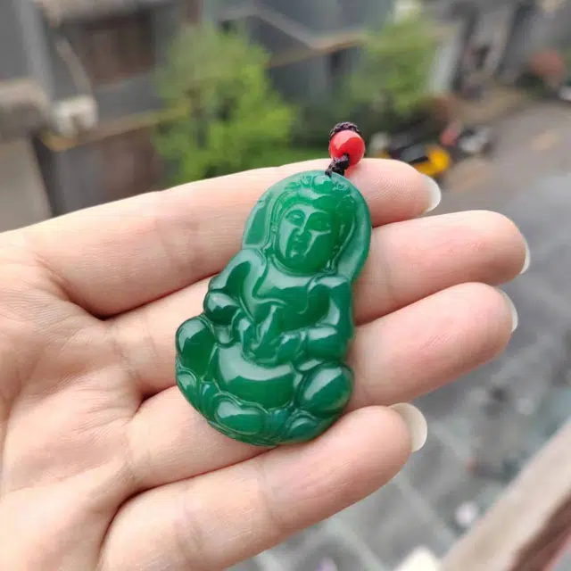 赐帛 国潮新中式冰透观音 玉髓 玉石项链 男女同款情侣款