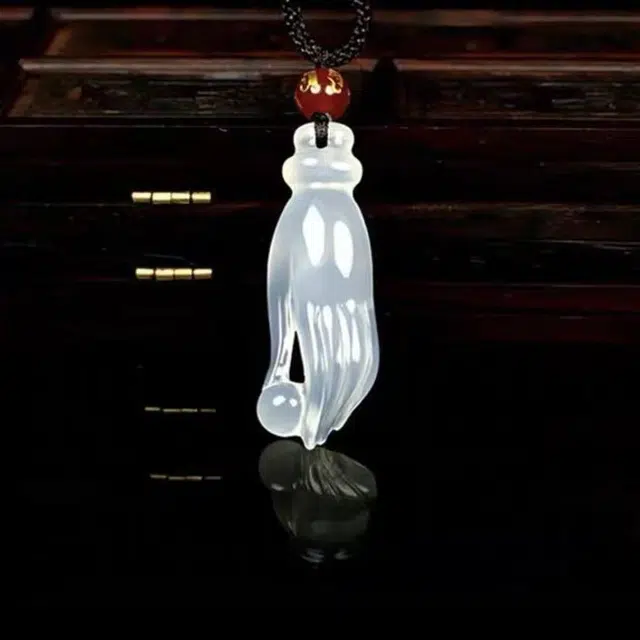 赐帛 新中式轻奢高冰透白月光 佛手 掌上明珠伸手来财 温婉优雅 玉髓 玉石项链 男女同款情侣款