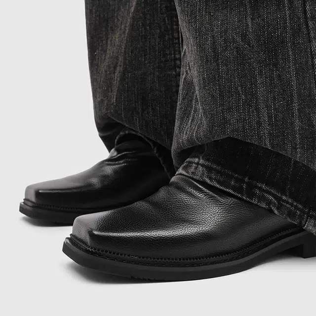 浪莎 秋季英伦风时尚百搭增高方头设计舒适潮流 法式褶皱后拉链复古简约高级感日常通勤 切尔西靴 男款