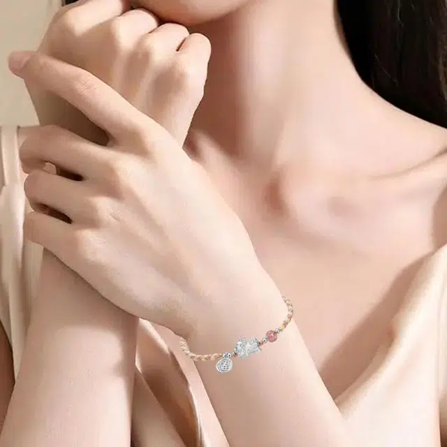 【足银貔貅】 七度银饰 招财送福貔貅 新中式复古福运经典东方古韵幸福美满 温柔气质日常通勤#好运 纯银 手绳 男女同款情侣款