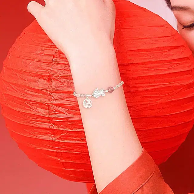 【足银貔貅】 七度银饰 招财送福貔貅 新中式复古福运经典东方古韵幸福美满 温柔气质日常通勤#好运 纯银 手绳 男女同款情侣款