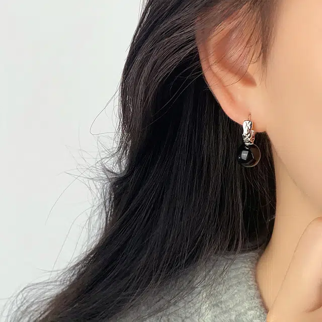 七度银饰 复古简约新中式菱格精致耳扣 礼盒 玛瑙 耳环 女款