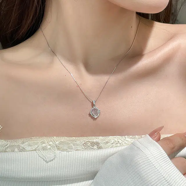 金大福 白月光 小众设计轻奢简约梦幻浪漫精致甜美氛围清冷感荔枝冻高级感百搭温柔气质锁骨链#好运 玉髓 项链 女款