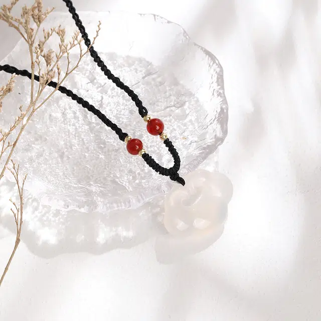 金大福 祥云平安扣 新中式国潮年轻气质优雅平安如意转运珠清冷显白简约小众轻奢时尚高级感经典百搭#好运 玉髓 项链 男女同款情侣款