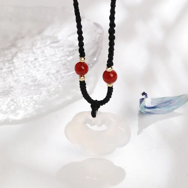 金大福 祥云平安扣 新中式国潮年轻气质优雅平安如意转运珠清冷显白简约小众轻奢时尚高级感经典百搭#好运 玉髓 项链 男女同款情侣款