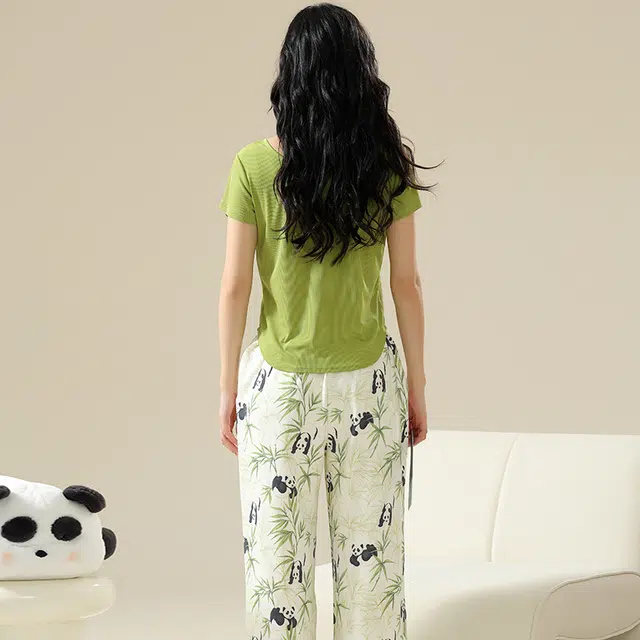 桔内 可爱透气短袖长裤洋气小众防凸点可外穿家居服睡衣套装 女款