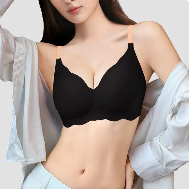 桔内 女士撞色固定可调节肩带半不可拆卸海绵胸垫聚拢亲肤内衣 女款