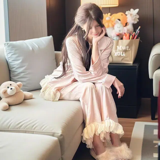 桔内 高颜值  轻奢甜美蝴蝶压花 睡衣套装 女款