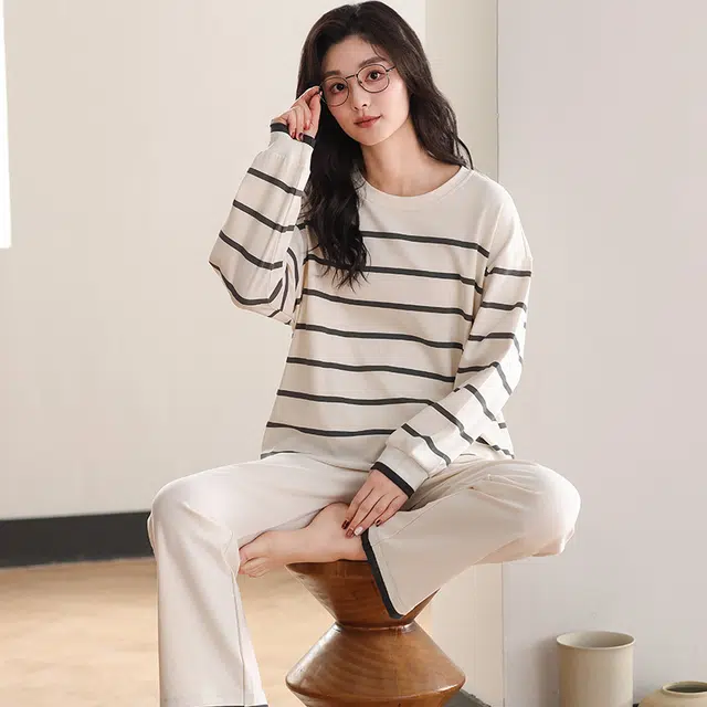 桔内 套头家居服透气纯色简约睡衣套装 女款