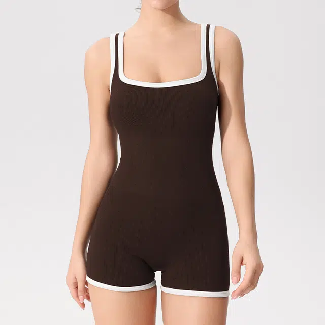 桔内 健身美背舞蹈运动紧身带胸垫空中瑜伽服连体衣 女款