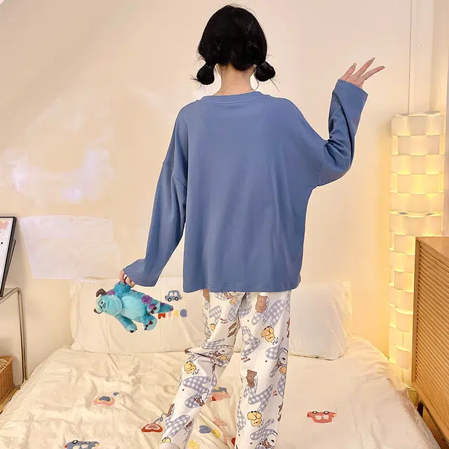桔内 可爱卡通甜美舒适休闲家居服睡衣套装 女款