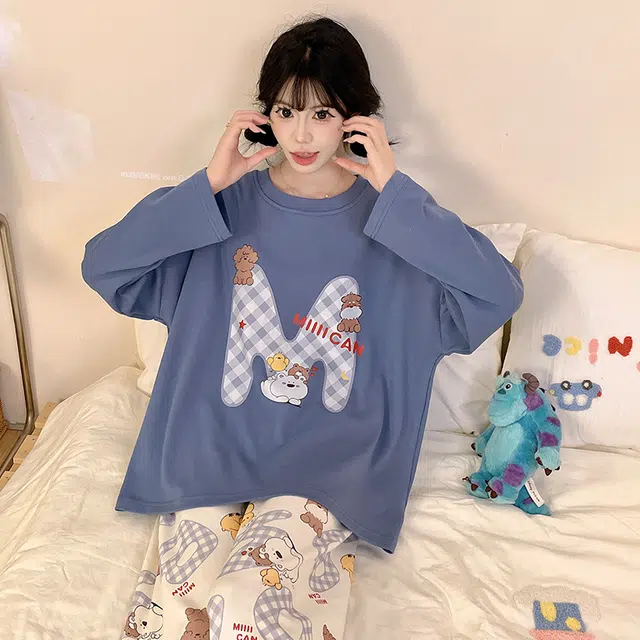 桔内 可爱卡通甜美舒适休闲家居服睡衣套装 女款