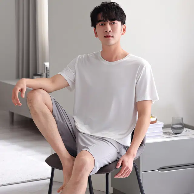 桔内 休闲凉感短袖五分裤睡衣套装 男款