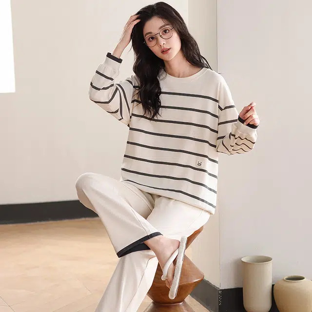 桔内 套头家居服透气纯色简约睡衣套装 女款