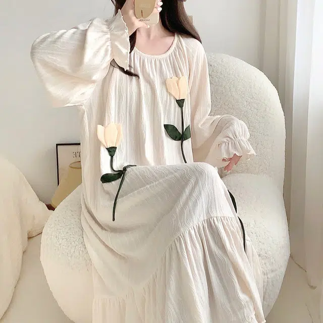 桔内 高颜值 春秋款提花甜美 睡裙 女款