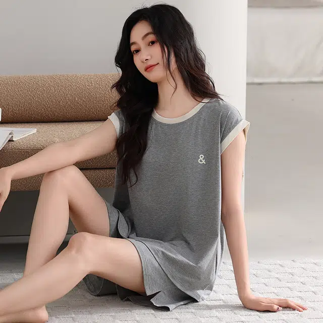 桔内 超柔软莫代尔女士薄款凉感无袖短裤冰丝家居服睡衣套装 女款