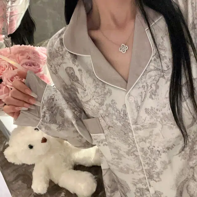 桔内 舒适时尚简约休闲居家亲肤柔软睡衣套装 女款