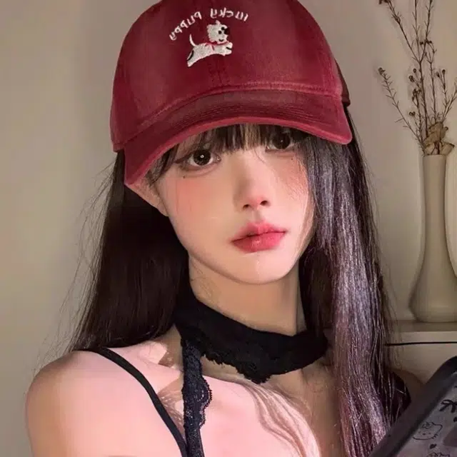 北极绒 韩版潮流刺绣可爱小狗大头围显脸小氛围感户外出游 棉 鸭舌帽 男女同款情侣款