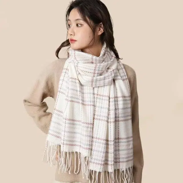 北极绒 韩版时尚秋冬加厚保暖流苏氛围感百搭围脖 聚酯纤维 绒线围巾 男女同款情侣款
