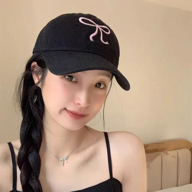 北极绒 蝴蝶结刺绣遮阳防晒韩版软顶 棉 鸭舌帽 女款