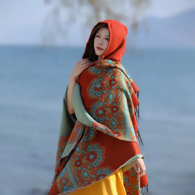 北极绒 旅行拍照穿搭民族风披风 披肩 女款