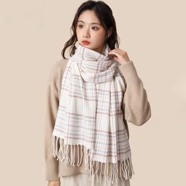 北极绒 韩版时尚秋冬加厚保暖流苏氛围感百搭围脖 聚酯纤维 绒线围巾 男女同款情侣款