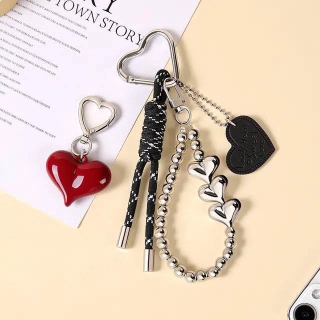 GOLF Heart Braided Phone Chain Black Red