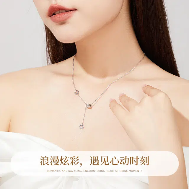 【时来运转】 老凤祥 小蛮腰 轻奢精致简约浪漫镶嵌小众设计款高级感 温柔森系甜美可爱气质优雅恋爱告白甜蜜好运 足银 项链 女款