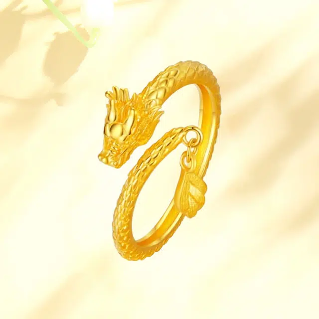 老凤祥 神龙摆尾开口 精致高级感轻奢小众设计气质感 日常通勤 足金 按克计价 黄金戒指 女款