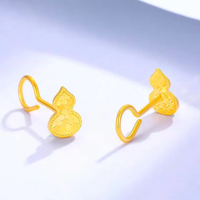 老凤祥 葫芦唯爱优雅浪漫精致轻奢森系高级感小众设计 足金 按克计价 黄金耳钉 女