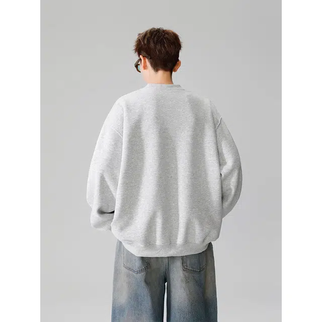 美式潮流纯色基础款慵懒风宽松长袖运动内搭上衣时尚百搭卫衣 男女同款